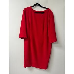 Bigio Collection Red Three Quarter Sleeve Dress Size 16